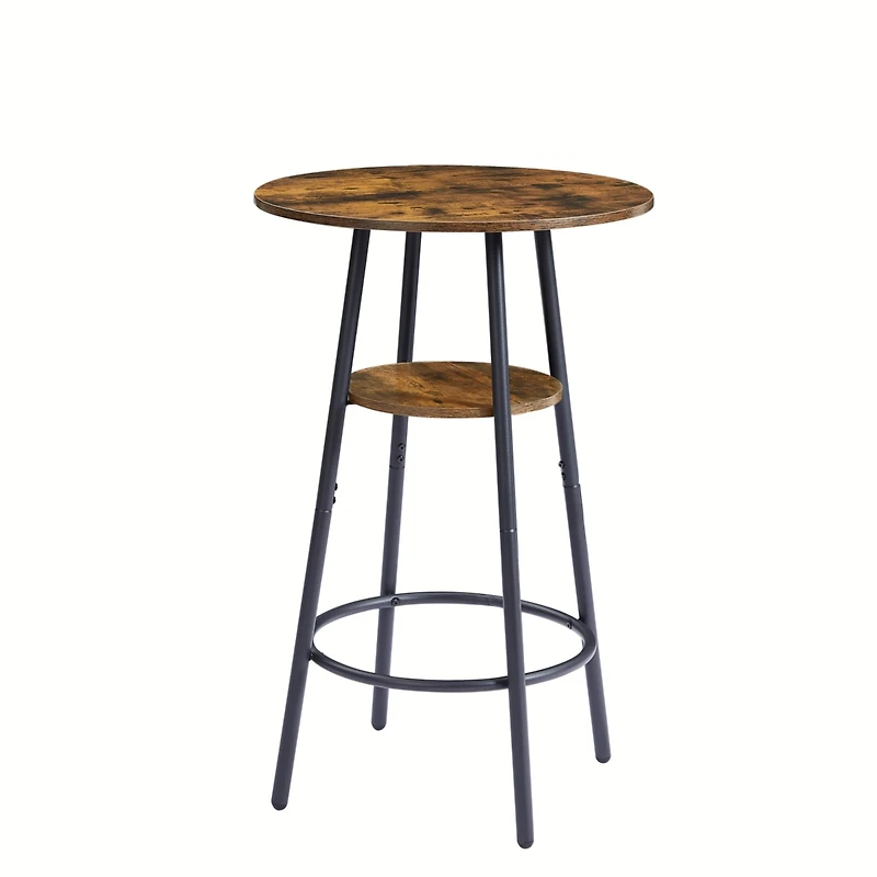 Streamdale Furniture Round Barstool Set With Shelves, Stool With Backrest Rustic Brown, 23.6" Dia X 35.4"