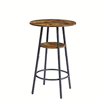Streamdale Furniture Round Barstool Set With Shelves, Stool With Backrest Rustic Brown, 23.6" Dia X 35.4"