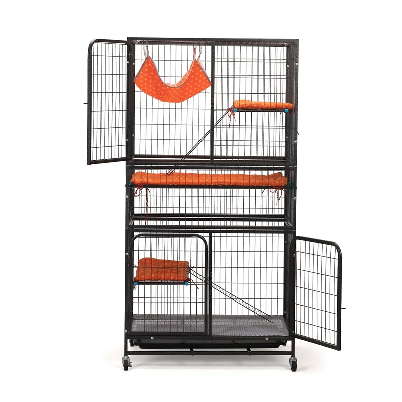 Streamdale 4-Tier Metal Pet Cage with Platforms, Removable Tray, Lockable Casters