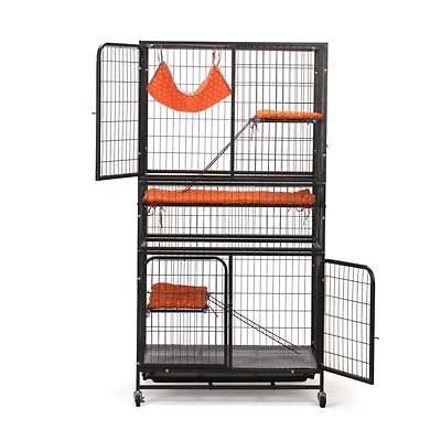 Streamdale 4-Tier Metal Pet Cage with Platforms, Removable Tray, Lockable Casters