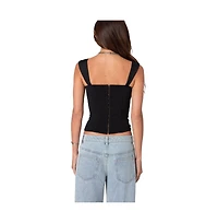 Edikted Womens Marcella Wide Strap Mesh Corset