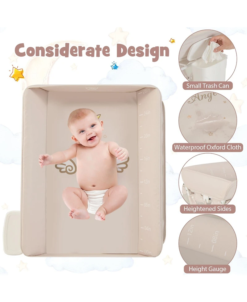 Portable Baby Changing Table with 3-Level Adjustable Height Convenient and Comfortable for Diapering on the Go