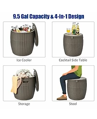 Patio 4-in-1 Rattan Cocktail Table – Multi-Functional Cool Bar, Side Table & Storage