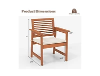 Slickblue Set of 2 Patio Solid Wood Dining Chairs with Cushions and Slatted Seat