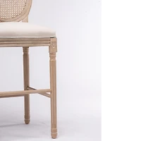 Streamdale French Country Bar Stools with Rattan Back, Beige (Set of 2)