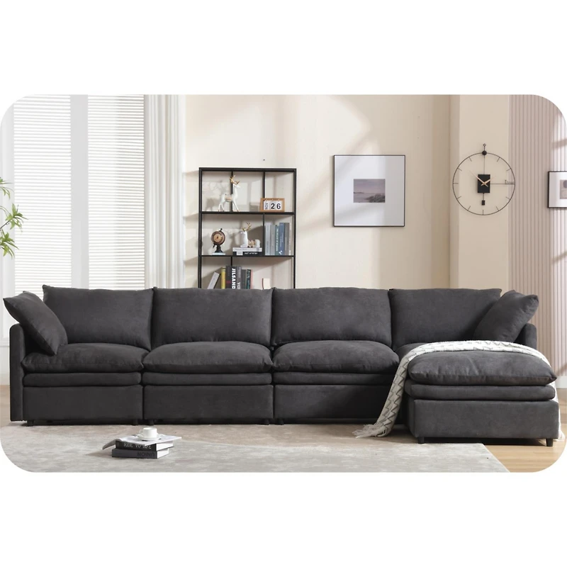 Streamdale Furniture Dark Gray U-Shaped Sleeper Sectional Sofa
