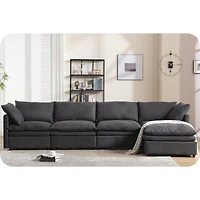 Streamdale Furniture Dark Gray U-Shaped Sleeper Sectional Sofa