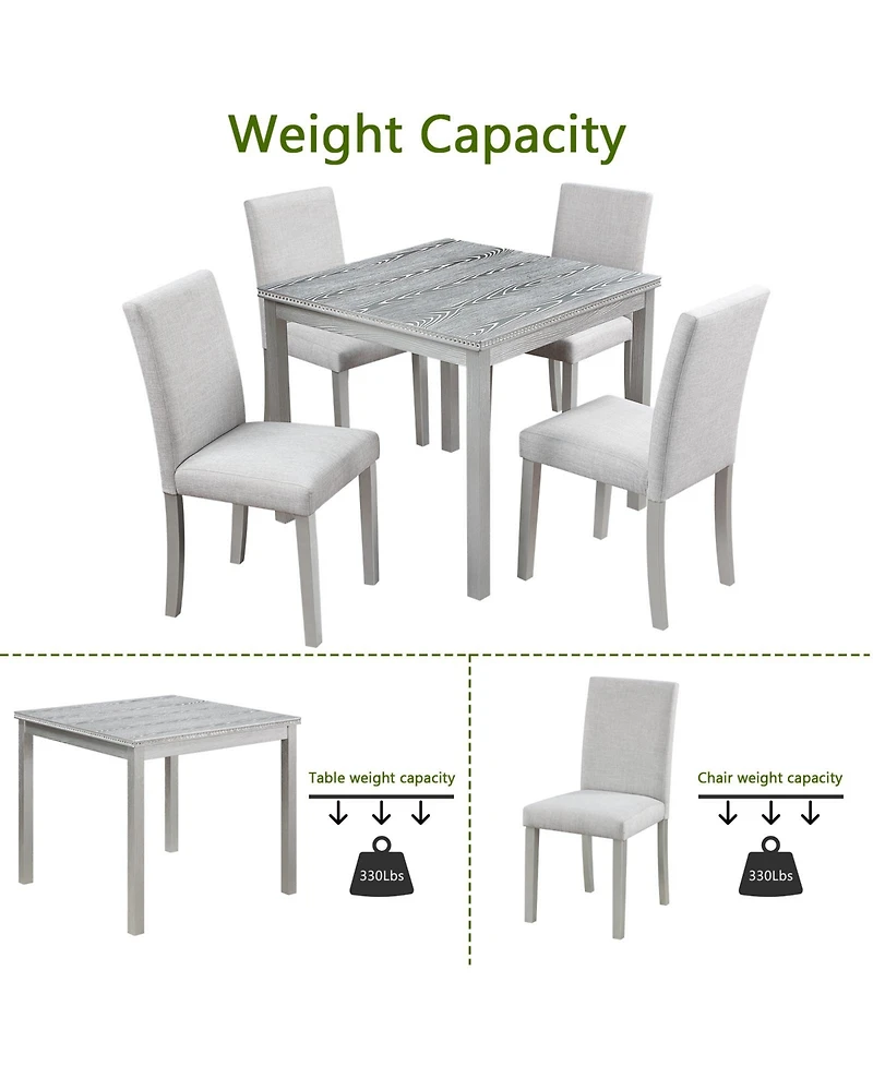 Streamdale 5-Piece Crystal Dining Set with Upholstered Chairs