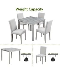 Streamdale 5-Piece Crystal Dining Set with Upholstered Chairs