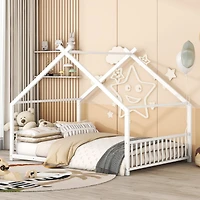 Streamdale Full Metal House Bed, White