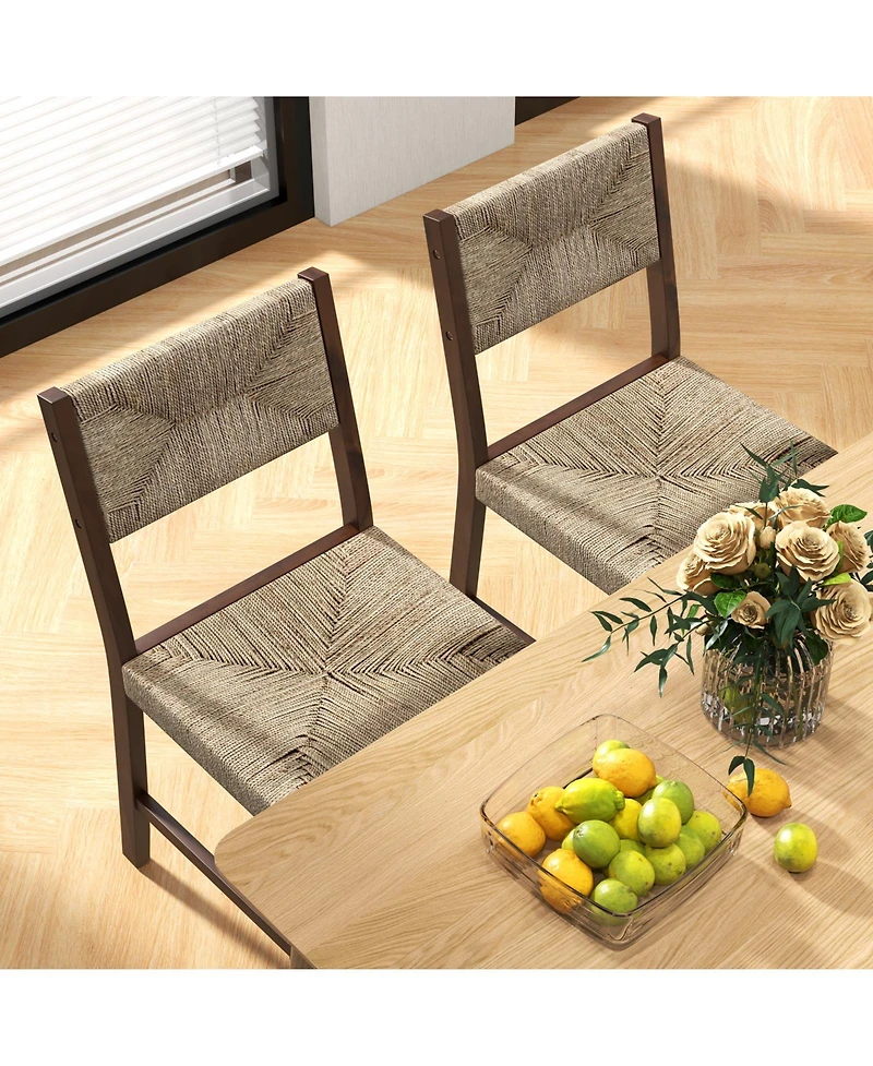 Wooden Dining Chair Set of 2 for Kitchen Dining Room-Brown