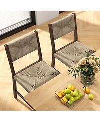 Wooden Dining Chair Set of 2 for Kitchen Dining Room-Brown