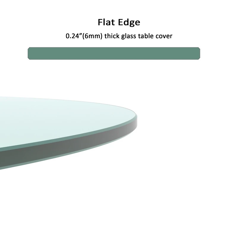 Streamdale Furniture 24 Inch Round Tempered Glass Table Top Clear Glass 1/4 Inch Thick Flat Polished Edge