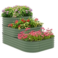 Streamdale Furniture 3-Tier Galvanized Raised Garden Bed with Bottomless Design and Safety Edging