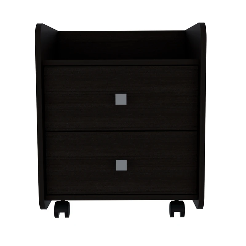 Simplie Fun Aura Nightstand, Metal Handle, Two Drawers, Superior Top