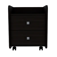 Simplie Fun Aura Nightstand, Metal Handle, Two Drawers, Superior Top