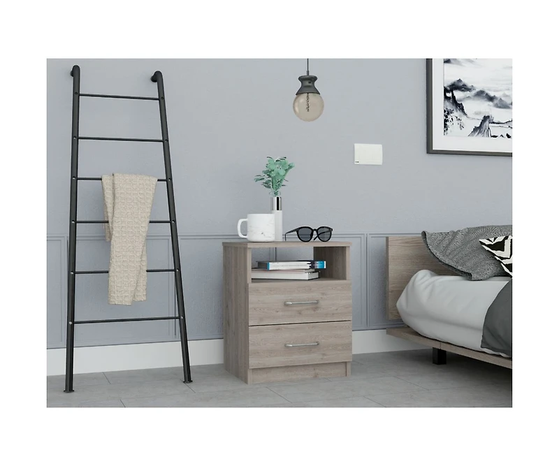 Streamdale Napoles Nightstand, Superior Top, Two Drawers, One Shelf - Light
