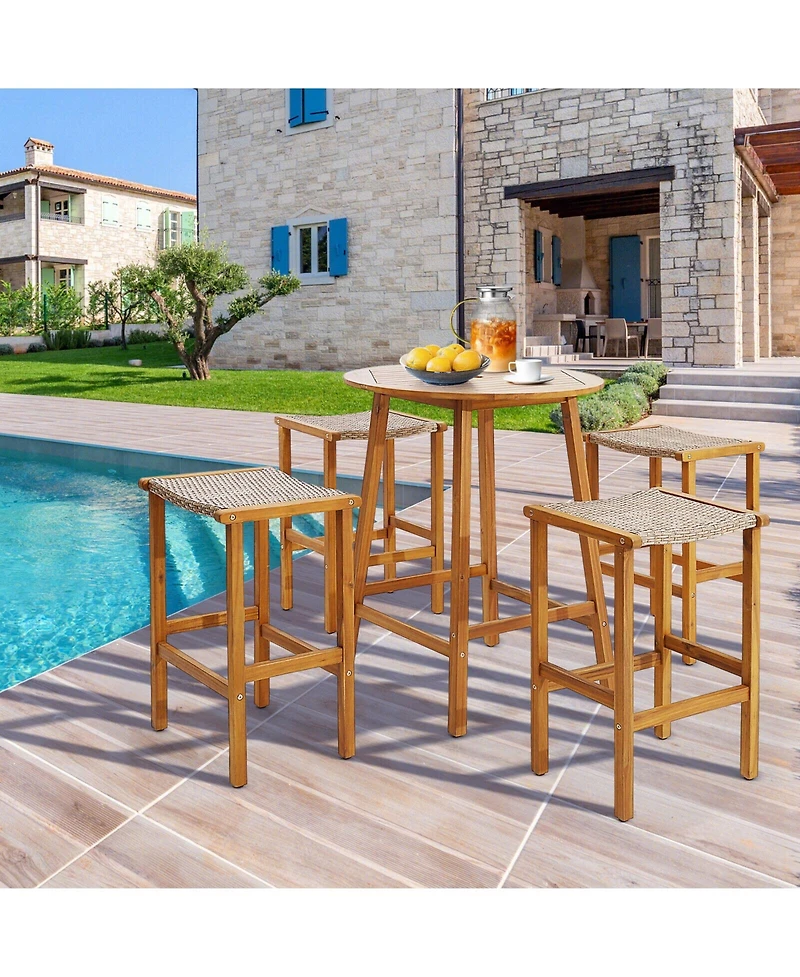 Slickblue Patio Wood Bar Stools for Outdoors
