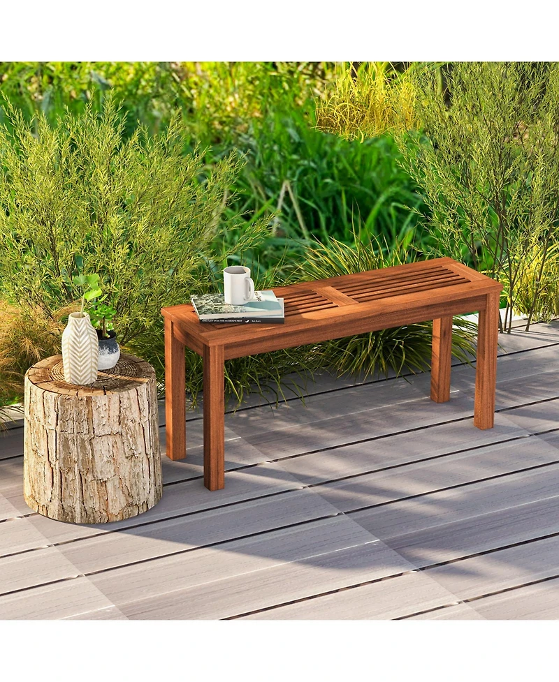 Slickblue 2-Seater Patio Backless Dining Bench with Breathable Slatted Seat