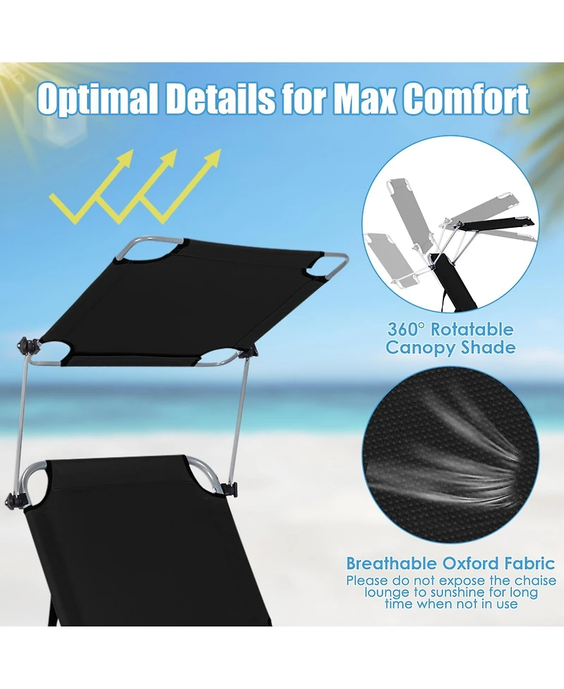 Slickblue Set of 2 Portable Reclining Chair with 5 Adjustable Positions