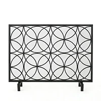 Streamdale Geometric Iron Fireplace Screen with Single Overlapping Panel