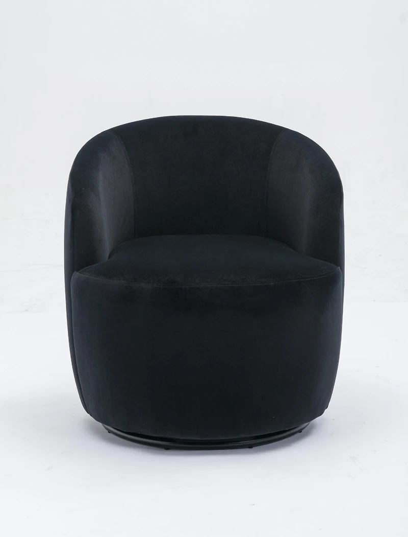 Simplie Fun Velvet Fabric Swivel Accent Armchair Barrel Chair With Powder Coating Metal Ring