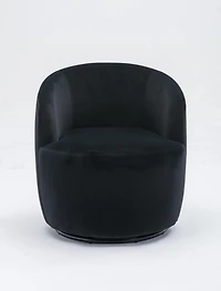 Simplie Fun Velvet Fabric Swivel Accent Armchair Barrel Chair With Powder Coating Metal Ring