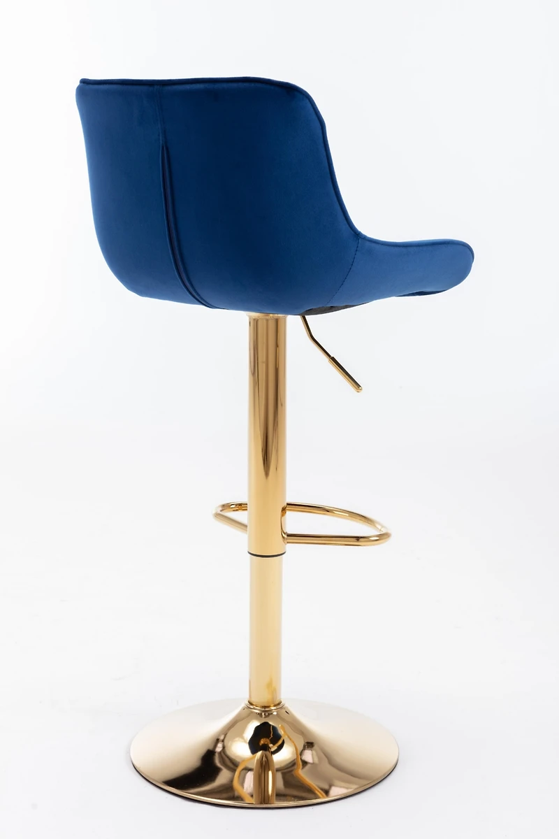 Streamdale Furniture Chrome Footrest And Base Swivel Height Adjustable Mechanical Lifting Velvet + Golden Leg