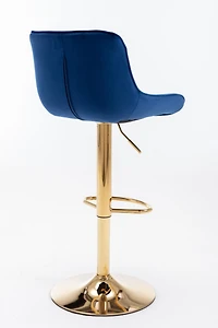 Streamdale Furniture Chrome Footrest And Base Swivel Height Adjustable Mechanical Lifting Velvet + Golden Leg