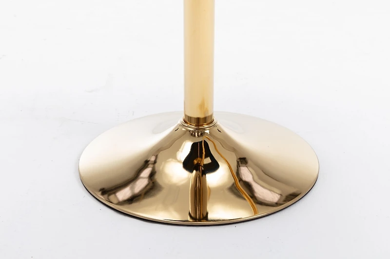 Streamdale Furniture Chrome Footrest And Base Swivel Height Adjustable Mechanical Lifting Velvet + Golden Leg