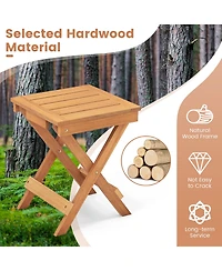 Slickblue 14 Inch Compact Folding Side Table with Slatted Tabletop