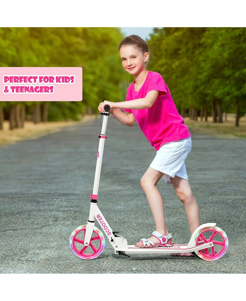 Folding Sports Kick Scooter w/Led Wheels for Kids Teens