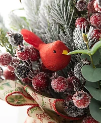 Glitzhome 21 H Christmas Pine Needle Berry Ribbon Centerpiece