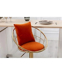 Velvet Bar Chair, Pure Gold Plated, Unique Design, 360 Degree Height