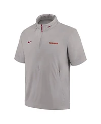 Nike Men's Pewter Usc Trojans 2024 Sideline Coach Short Sleeve Half-Zip Hoodie Jacket