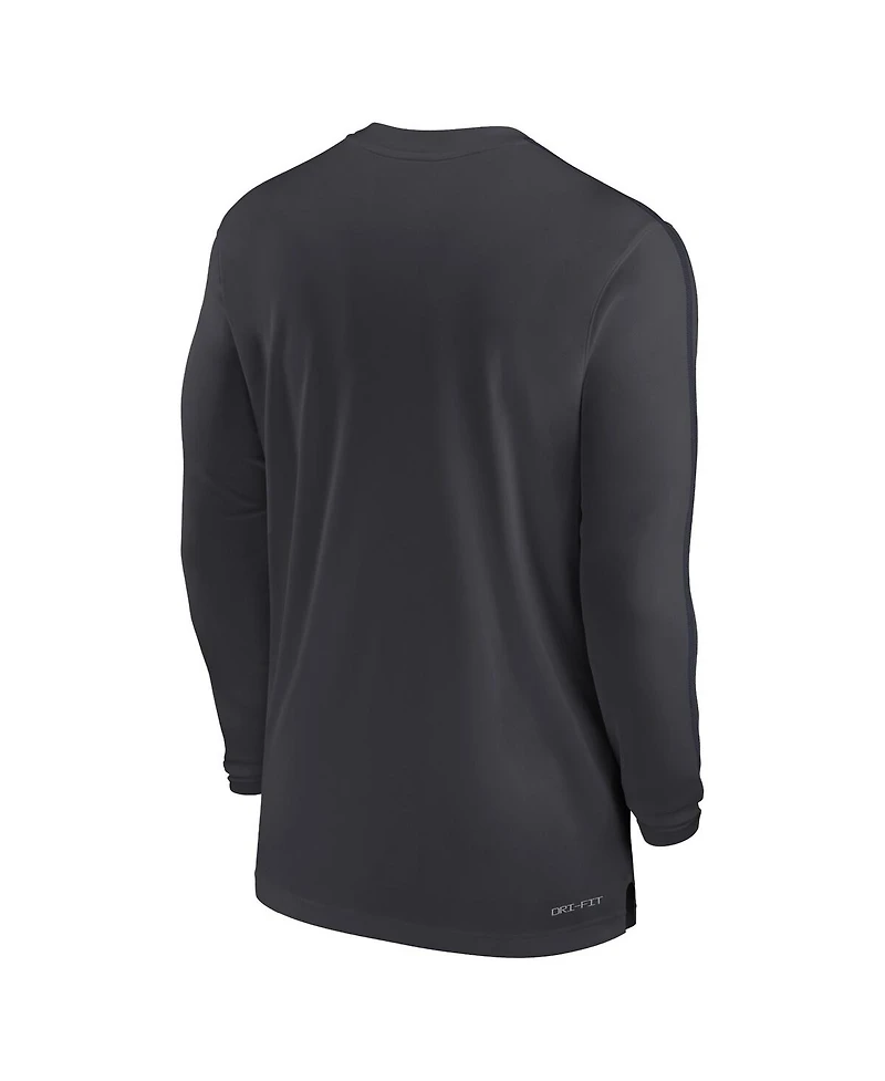 Nike Men's Anthracite West Virginia Mountaineers 2024 Sideline Coach Uv Performance Long Sleeve T-Shirt