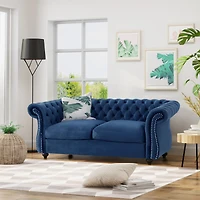 Streamdale Furniture Chesterfield Loveseat Button Tufted, Nailhead Trim, Rolled Arms