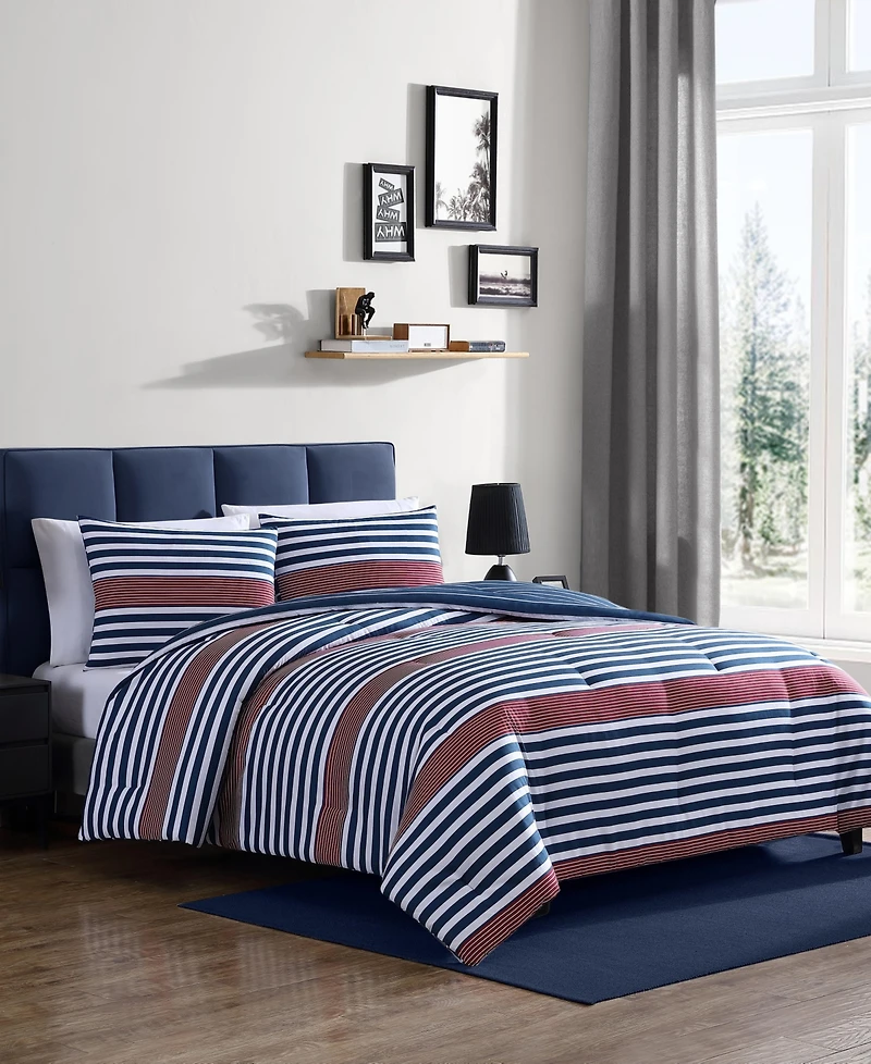 Nautica Kennedy Stripe 3 Piece Comforter Set, King