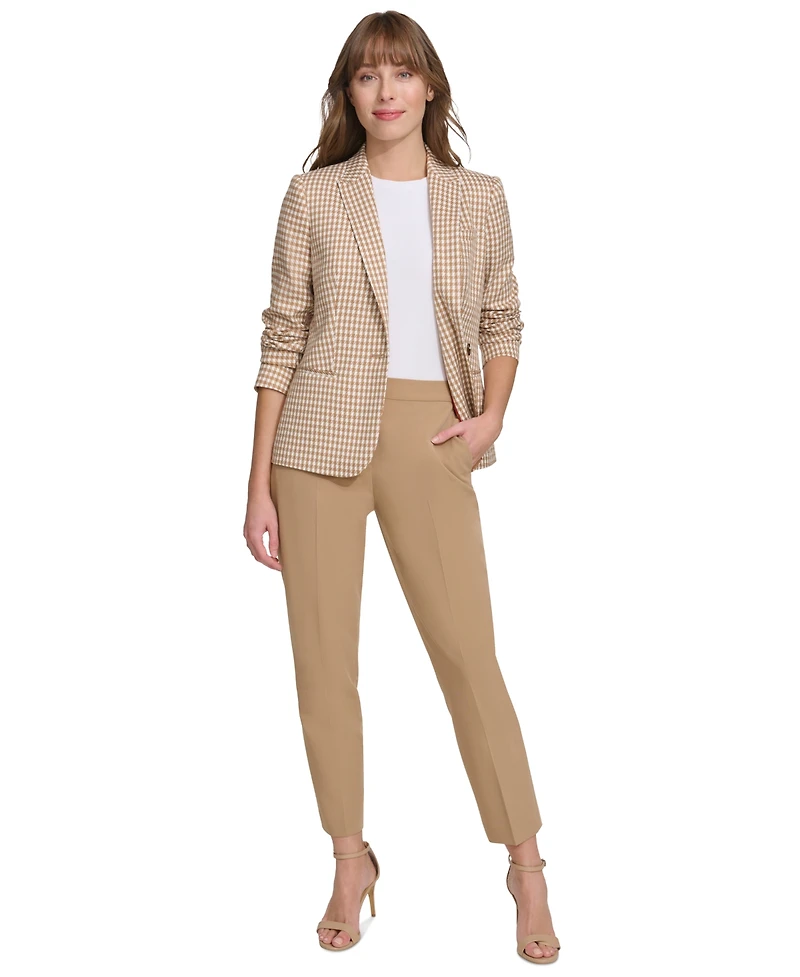 Tommy Hilfiger Women's Check-Print Long-Sleeve Blazer