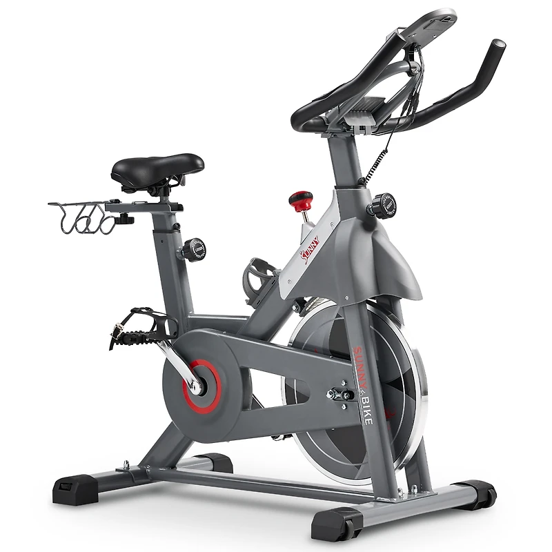 Sunny Health & Fitness Smart Indoor Cycling Magnetic Resistance Exercise Bike with Pulse Sensor, Dumbbell Holder, Bluetooth Connectivity with SunnyFit