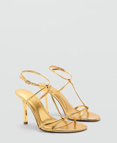 Mango Women's Metallic Strap Sandals