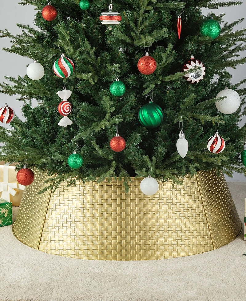 Glitzhome 40.5 D Gold Metal Weave Tree Collar
