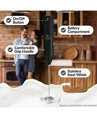 Powerful Handheld Mini FrothMate Milk Frother Stainless Steel
