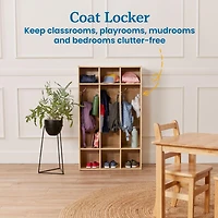 ECR4Kids Streamline 3-Section Coat Locker, Natural, 1