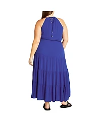 City Chic Plus Stacey Halter Neck Maxi Dress