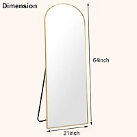 Homlux 21"x64" Arched Full Length Mirror with Gold Aluminum Frame, Free Standing, Leaning, Wall Mounted