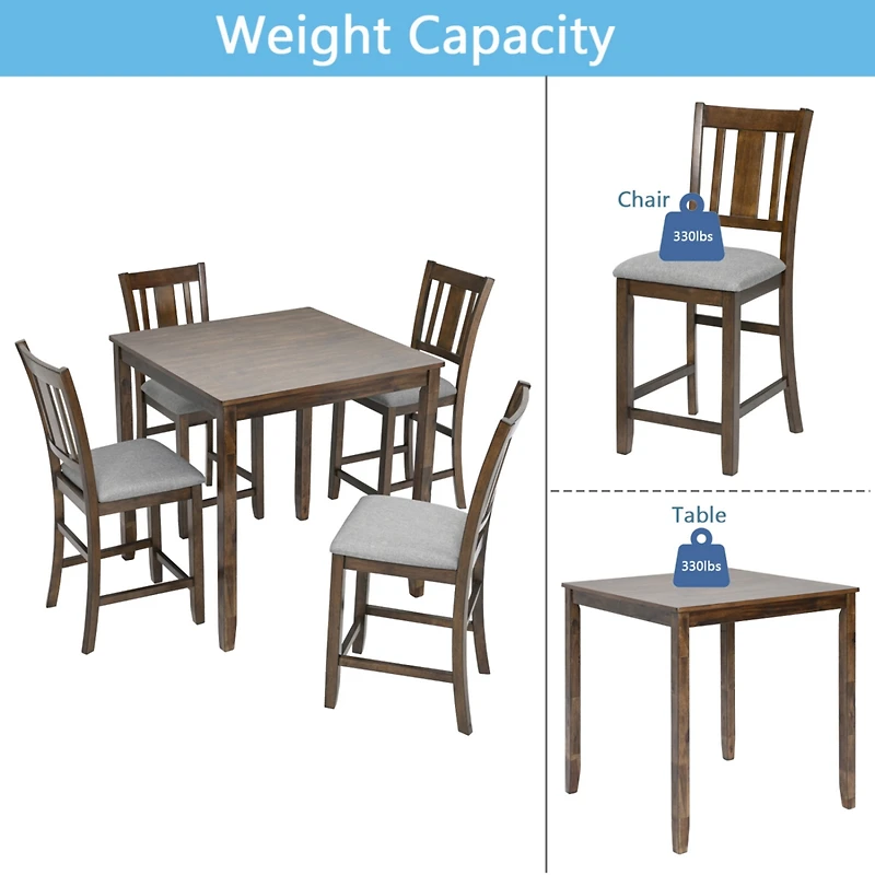 Simplie Fun Elegant 5-Piece Counter Height Dining Set