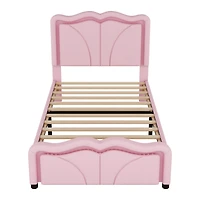 Streamdale Twin Platform Bed with Led Lights and Adjustable Headboard