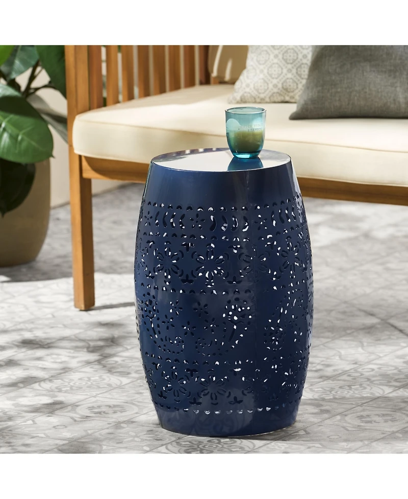 Streamdale Lace-Cut Barrel Side Table Stylish, Durable, Versatile