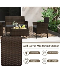 Slickblue 4 Piece Patio Rattan Conversation Set with Cozy Seat Cushions